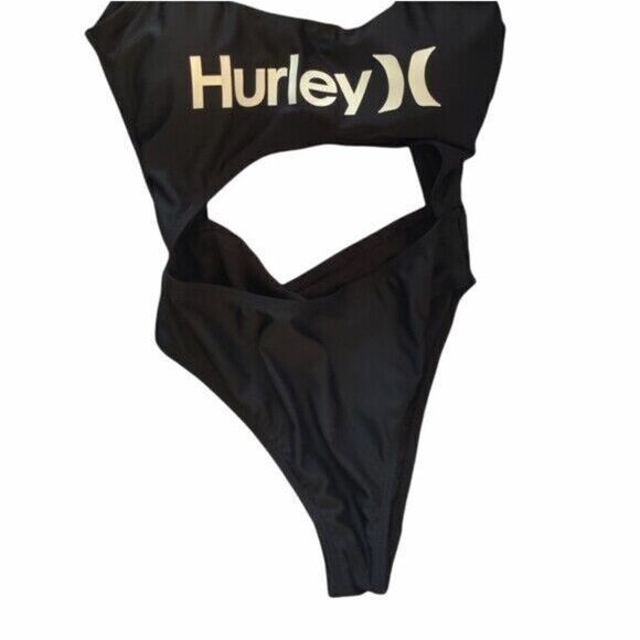 Hurley HRO1006 Women's Sz M Black One Piece Cutout Monokini Swim Suit - Picture 3 of 5